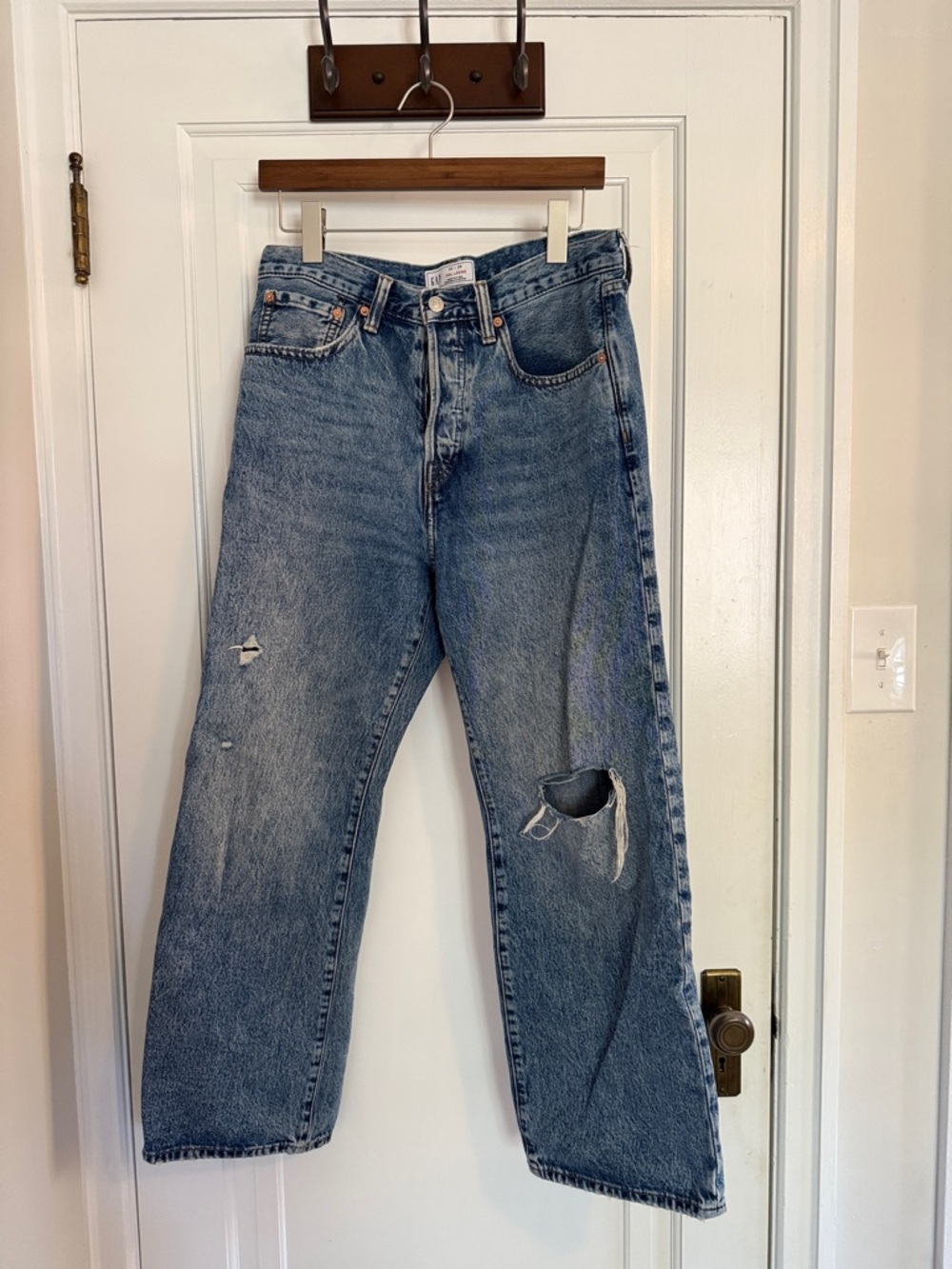 GAP 90s Loose Men's Straight Ripped Blue Denim Jeans